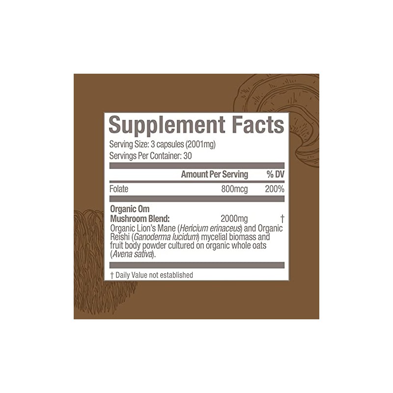 Om Organic Mushroom Nutrition Brain Fuel Superfood Daily Boost Capsule,