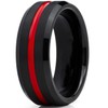 Metal Masters Men's Titanium Ring Wedding Band, Black and Red
