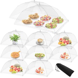 Food Covers for Outside - 10 Pack Upgraded 2 Extra Large (40"x24") & 8 Large (17"x17"), Mesh Food Covers for Outdoors,Picnic Food Covers for Outdoors Mesh, Collapsible and Reusable