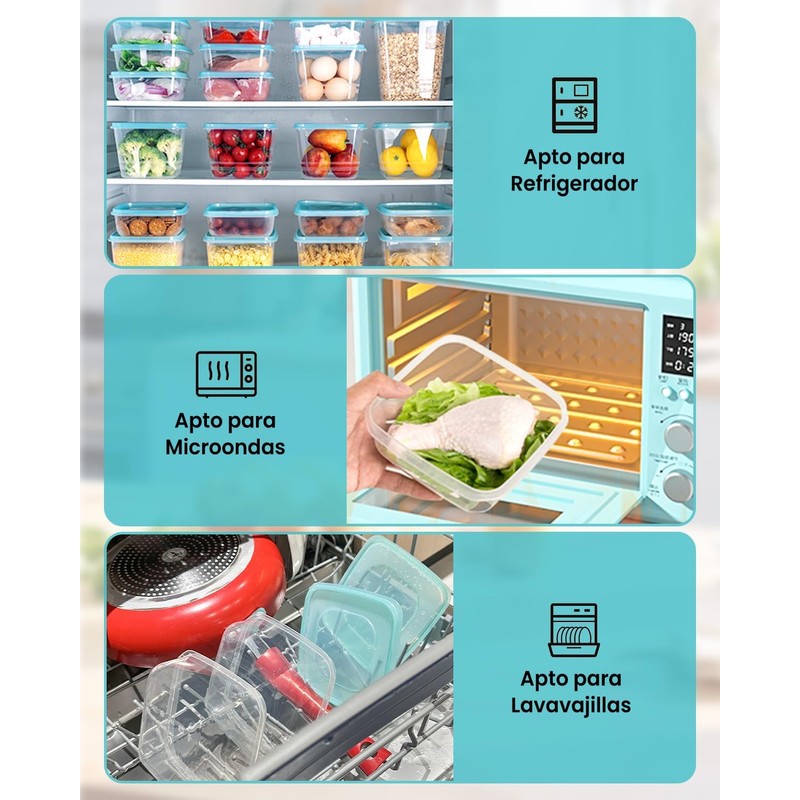 CHEFOLLA Contenedores para Alimentos Recipientes de Plastico de Termorresistente y