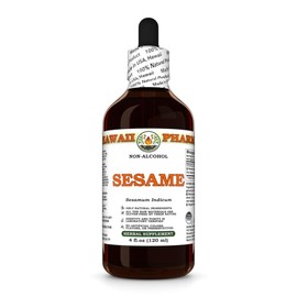 Sesame (Sesamum Indicum) Dry Seed Glycerite, Made in Hawaii, Organic Raw Materials, All Natural, Vegan, Lab Tested Alcohol-Free Liquid Extract - 4 fl.oz