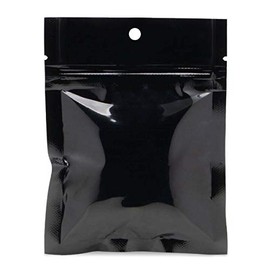 PouchWorth 50 pcs Glossy Black Mylar Nylon 4 Mil 3.5" × 4.5" Stand Up Food Pouch Zip Lock Smell Proof Bags