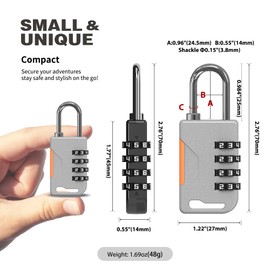 UP Security Combination Lock for Locker, Combo Gym Locker Lock with Code, Travel Luggage Padlocks, 4 Digit Combination Padlock for Cabinet, Storage Units, Suitcase, Fence, Gate, Outdoor Use (Gray)