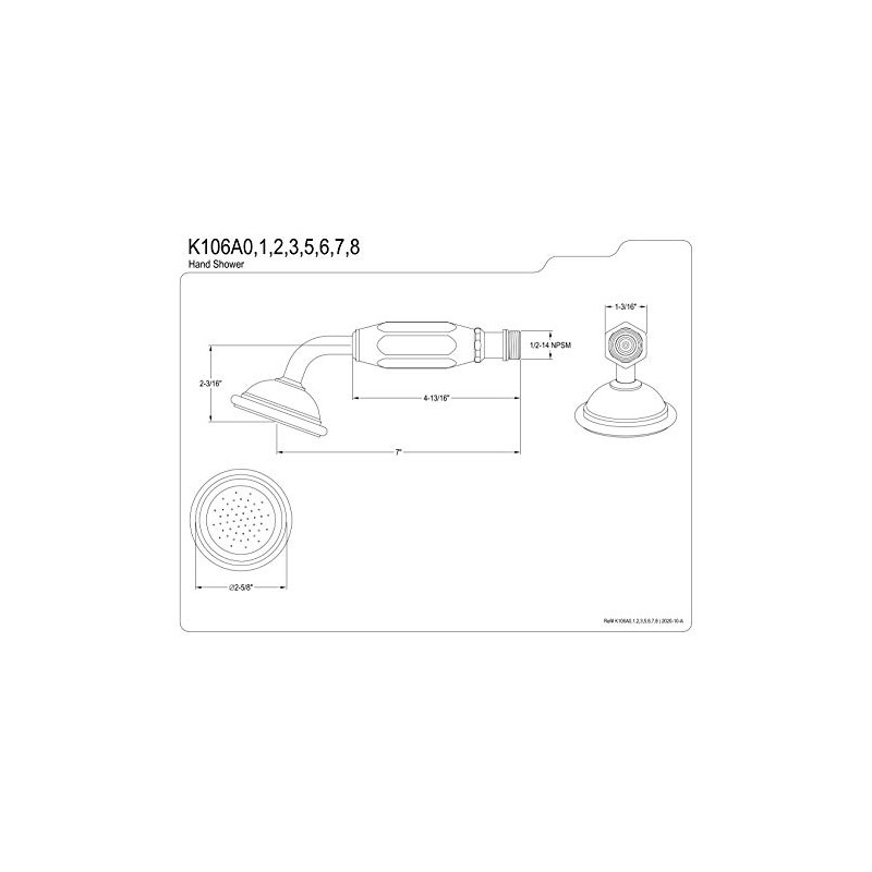 Kingston Brass K106A1 Victorian Hand Shower Head, Polished Chrome 6.88