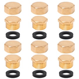 Neikafan 1/2" Brass Blanking Nuts Caps 12 Pcs Male and Female Blanking Stop Cap Radiator Compression Pipe Water Stop End Cap for Washing Machine Valve Blanking Stop Ends Caps with Washers