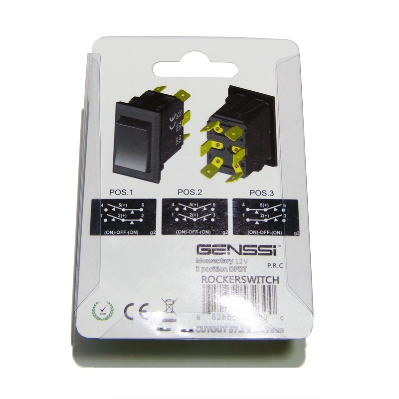 Genssi Rocker Switch On Off On Momentary Type DPDT 12V