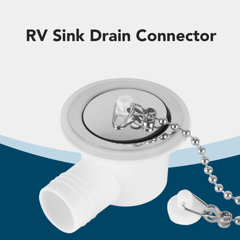 RV Sink Drain Connector Right Angle Space Saving Stainless Steel