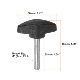 QUARKZMAN 4 Pcs T Wing Knobs Thumb Screws M6 x 35mm Standard Male Thread Plastic T Knobs Handles Hand Clamp Knobs Handle Thumb Screw Black
