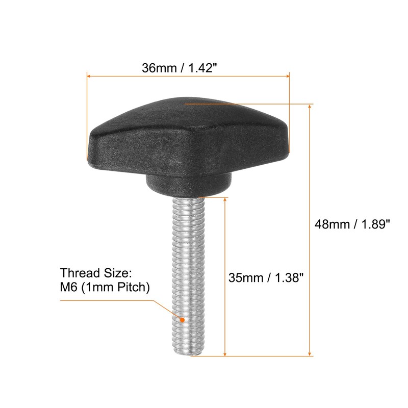 QUARKZMAN 4 Pcs T Wing Knobs Thumb Screws M6 x