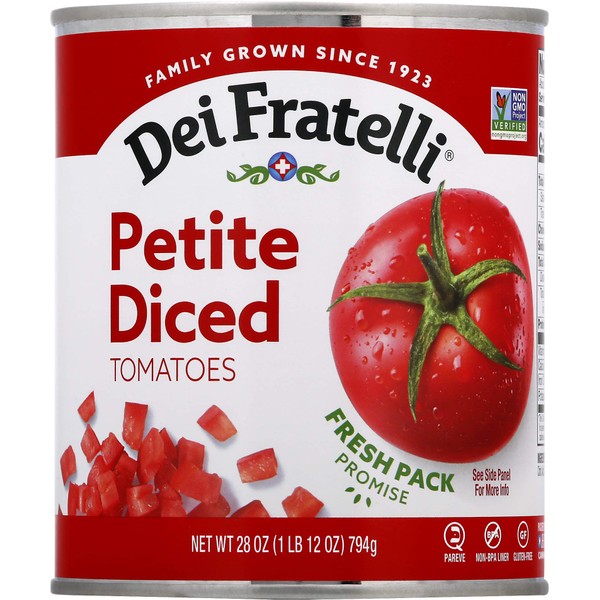 Dei Fratelli Petite Diced Tomatoes - All-Natural Vine-Ripened – Non-GMO, Gluten-Free (28 oz. cans, 6 pack)