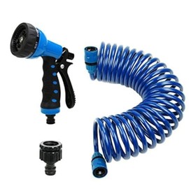 PiscatorZone EVA Recoil Garden Hose 25ft - Includes 7 Pattern Spray Nozzle,Retractable Curly Water Hose