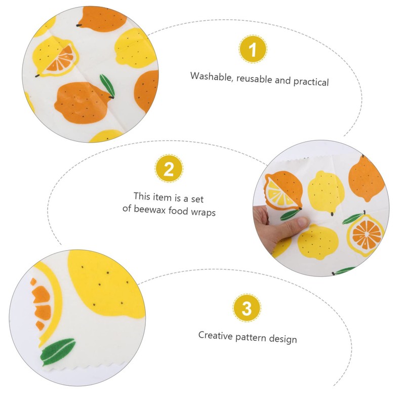 GLEAVI 3pcs Reusable Beeswax Food Wraps Fresh-Keeping Cloths for Food