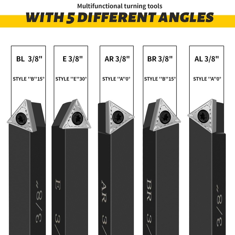 HAowosi Metal Lathe Cutting Tools,5 Sets of 3/8" Carbide Metal