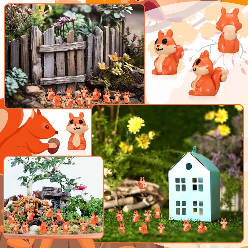 50 Pcs Mini Resin Squirrel Miniature Tiny Squirrel Figures Mini
