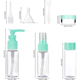 KAREN Botellas De Viaje Para cosméticos,Set De 11 Botellas De Viaje Líquidas Vacías,kit de viaje aseo personal,Conjunto de contenedores de aseo portátil a prueba de fugas-Verde