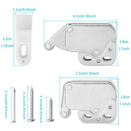 12 Pieces Touch Catch Latch, Cupboard Spring Catches Touch Push Latch Cold Rolled Steel Touch Release Latch Press Open Catch with Screws for Drawer Cabinet Cupboard Door