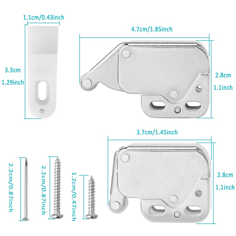 12 Pieces Touch Catch Latch, Cupboard Spring Catches Touch Push