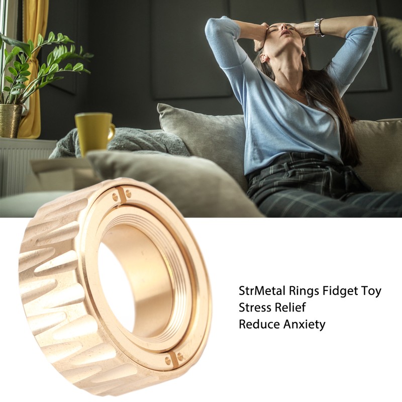Gears Fidget Ring Anxiety Relief Rotatable Portable Metal Magnetic Adults