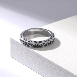 Cloyo Men's Celtic Rings Stainless Steel Men's / Women's Jewellery Vintage Biker Wedding Ring Black Silver 4 mm / 8 mm Size 52 (16.6) - 67 (21.3), Stainless Steel