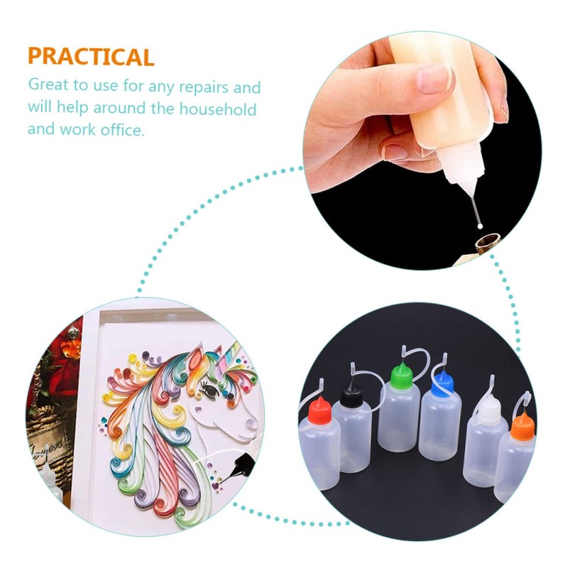 Mobestech 4sets Craft Glue Precision Tip Squeeze Bottle Plastic Oil