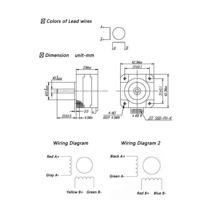Iverntech 42 Nema 17 Stepper Motor 23mm Body for Titan