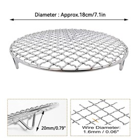2PCS 7 Inch Stainless Steel Cross Wire Barbecue Grill Net,Round Cooking Rack,with Legs Stainless Steel Steamer Rack Cooling Racks for BBQ Baking