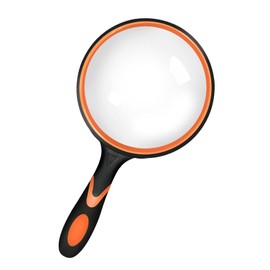 110mm Magnifying Glass Shatterproof Magnifying Glass with Soft Grip Reading Magnifier for Seniors and Kids Large for Science Books, Hobby Observation & Reading (Orange)