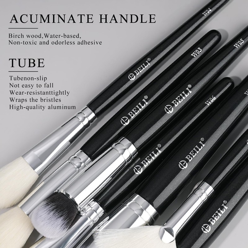 BEILI 15pcs Makeup Brush Set Professional Makeup Brushes Foundation Powder
