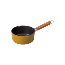CB Japan Milk Pan, 6.3 inches (16 cm), Mustard, Induction Compatible, Fluorine Coating, Natural Wood Handle, Mini Milk Pan, copan