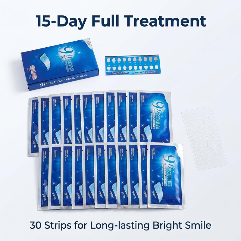 30 Piezas Tiras Blanqueadoras Dientes, 15 Pares Teeth Whitening Strips,