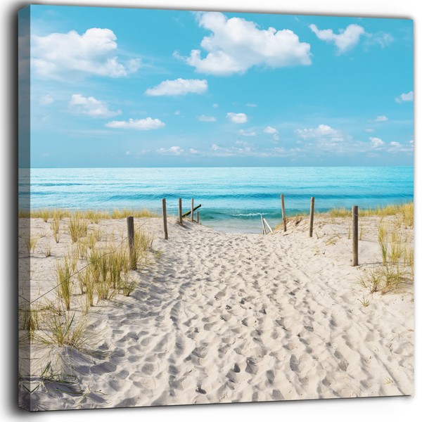 Siozoxis Beach Scene Bathroom Wall Art Beach Path Artwork Framed