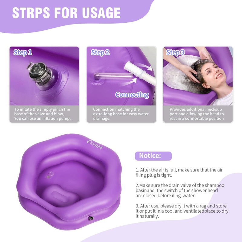 Inflatable Shampoo Basin for Bedridden Elderly & Disabled - Portable