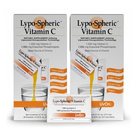 Lypo–Spheric Vitamin C – 2 Cartons (60 Packets) – 1,000 mg Vitamin C & 1,000 mg Essential Phospholipids Per Packet – Liposome Encapsulated for Improved Absorption – 100% Non–GMO