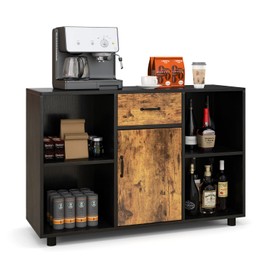 LOKO Industrial Buffet Cabinet with Storage, Kitchen Sideboard Cabinet with Drawer and 4 Open Compartments, Multipurpose Credenza Accent Storage Cabinet, 48 x 16 x 31.5 Inches