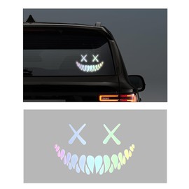 DXNQ Reflective Smile Demon Car Sticker, Funny Cool Devil Smiley Car Decal for Rear Windshield Bumper, Auto Waterproof Demon Smile Sticker for Car Truck SUV, Universal Car Accessories (Colorful)