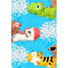 JA-RU Blitz Dinosaur, Unicorn, & Tiger Bubble Blower (3 Toys) w/Bubble Soap Solution. Automatic Blaster Bubble Gun. Bubble Machine for Kids Birthday & Wedding Party. ABC-1571-3s