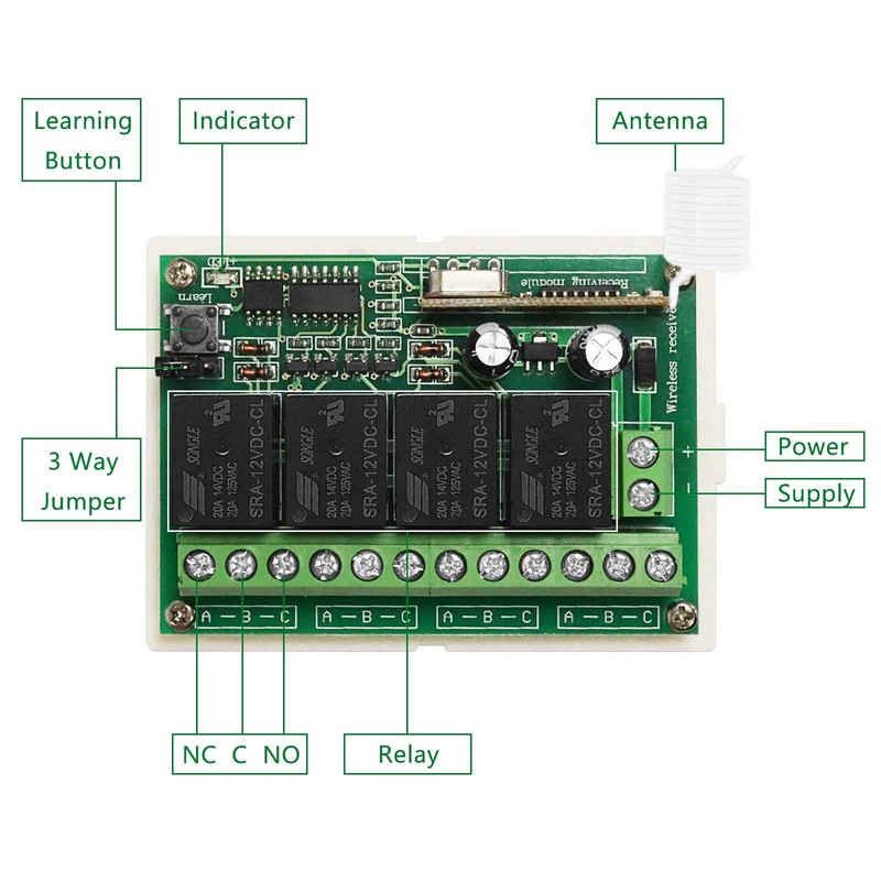 12V Relay Remote Switch Wireless RF Remote Control Switch 4