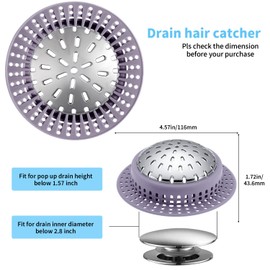 Aluvor Shower Drain Hair Catcher, Shower Drain Cover, Bathtub Drain Hair Catcher for Pop-Up & Regular Drains