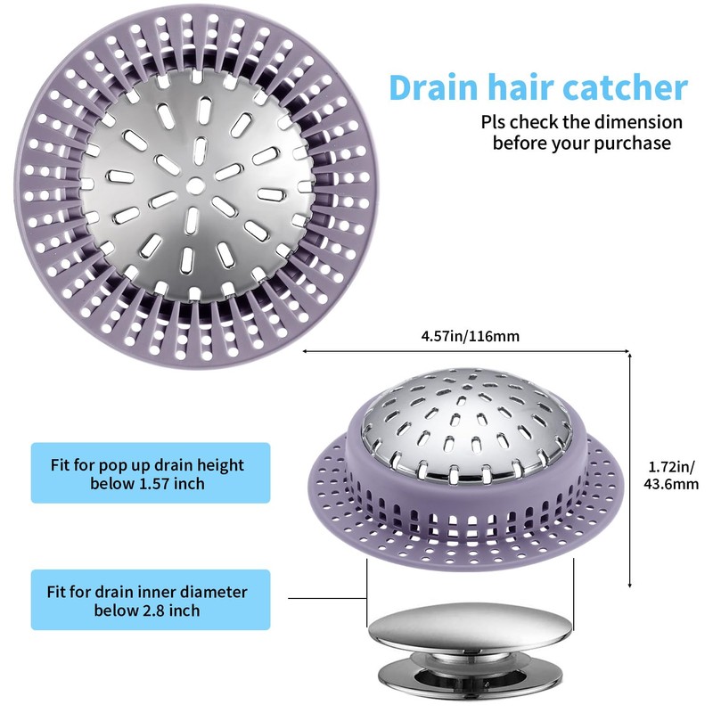 Aluvor Shower Drain Hair Catcher, Shower Drain Cover, Bathtub Drain