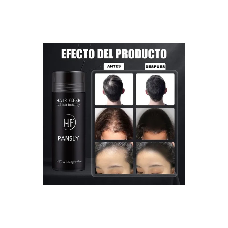 Polvo De Fibra Capilar Negro Cubre Raz De Cabello Calvicie