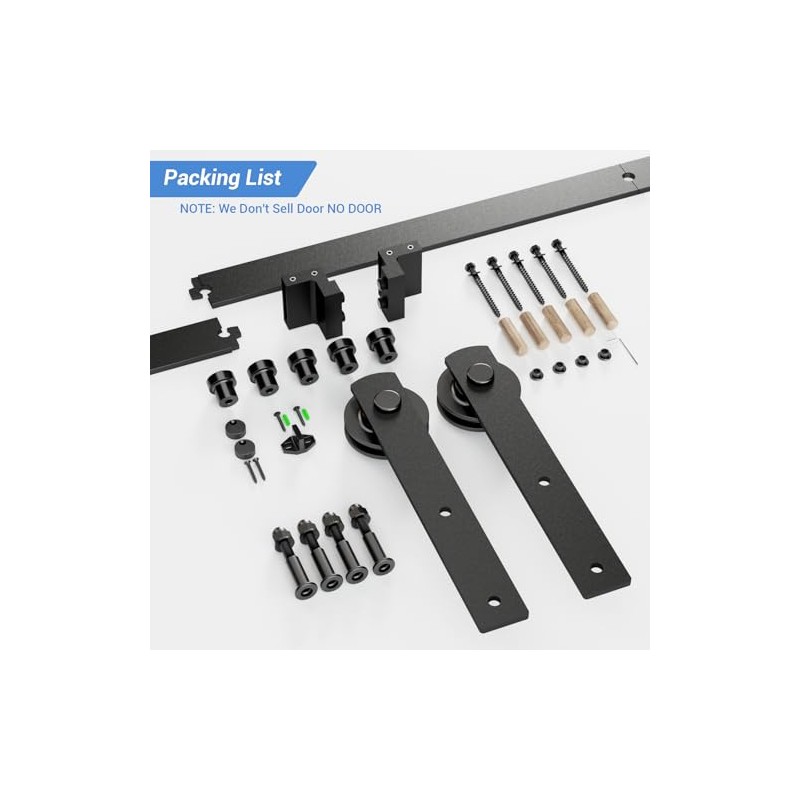 CCJH 6 Feet Heavy Duty Sturdy Sliding Barn Door Hardware