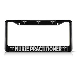 Enfermera practicante médico soporte para negro marco de la placa de licencia etiqueta de metal
