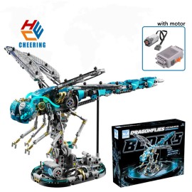 13086 MOC Puzzle Bricks Mechanical Dragonfly with Motor Children Educational Assembly Building Blocks Set Plastic Toy WholesaleColor: 13086 with motor