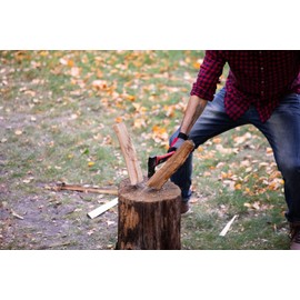 INTERTOOL Hatchet for Chopping Wood and kindling - Small Hand Axe for Camping Firewood - 15” Survival Ax - with Shock-Absorbing Fiberglass Anti-Slip Handle HT-0261