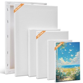 Canvas Set, 6 Pieces Canvas for Painting, 30 x 20, 20 x 15, 15 x 10 cm (2 Pieces of Each), Stretcher Frame, White Painting, Canvas Artist Board Pictures, Canvases for Acrylic Paint, Watercolour, Oil