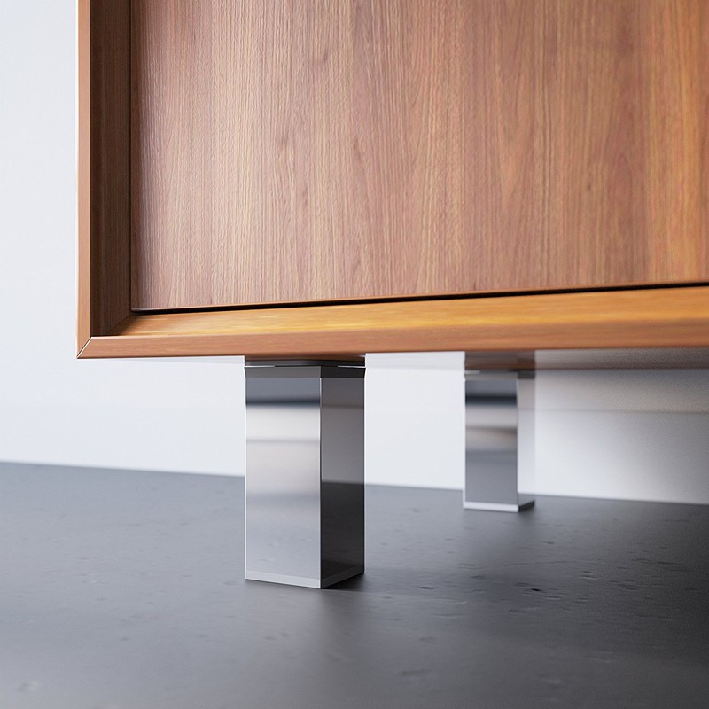Furniture feet MFV1-CH. Colour: Chrome, Square profile: 40 mm x