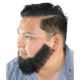 City Costume Wigs Professional Black Human Hair Laced Back Full Faced Beard