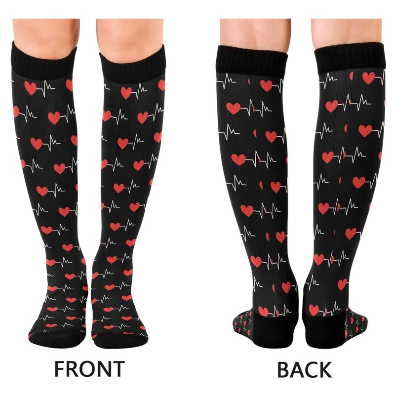 Wusikd Heartbeat Symbol Compression Socks for Women and Men Circulation