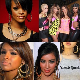 ONLYJUMP Round Bamboo Dangle Earrings for Women Fashion Large Geometric Earrings Oversized Gold Bamboo Hoop Earrings 80s/90s Hip-Pop Jewelry Fashion Party Costume Accessory (Big Double Round)