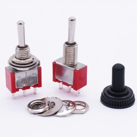 Twidec/10Pcs Mini Toggle Switch SPDT 3 Position 3 Pins ON/OFF/ON AC 125V 5A with Waterproof Cap MTS-103